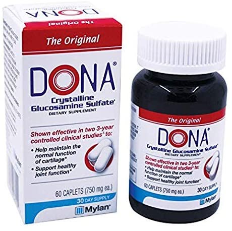 Dona Crystalline Glucosamine Sulfate, 750 Mg, 60 Count (Pack of 2 Total 120)