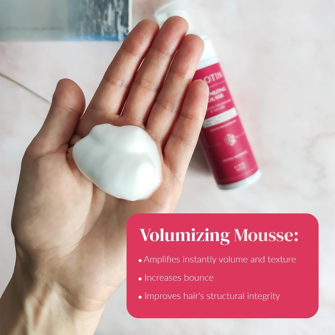 Kerotin Volumizing Mousse (6.7 fl oz) - Root Volumizer, Hair Thickening Styling Foam for Volume, Texture & Body, Tames Frizz & Flyaways, Ideal for Fine and Thin Hair - Cruelty Free, Made in the USA