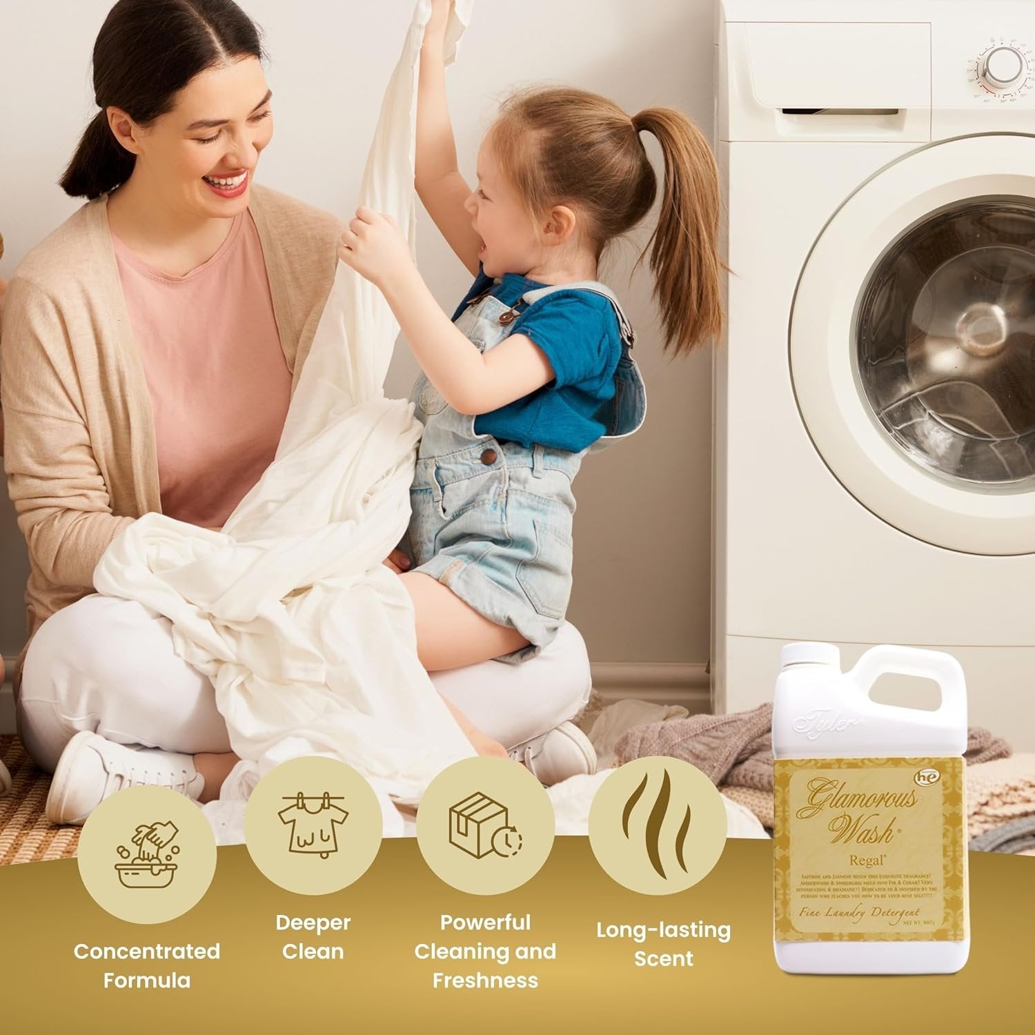 Tyler Candle Company Glamorous Wash Regal Scent Laundry Liquid Detergent - Hand and Machine Washable - 907g (32 Fl Oz) - Pack of 1 with Multi-Purpose Key Chain