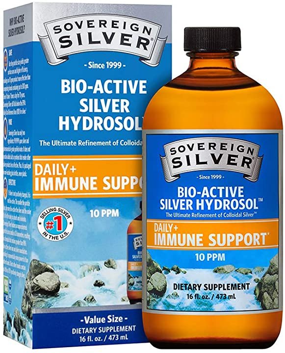 Sovereign Silver Bio-Active Silver Hydrosol for Immune Support - Colloidal Silver - 10 ppm, 16oz (473mL) - Economy Size