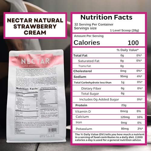 Syntrax Native Whey Protein Isolate - Kosher & Halal, Lactose & Gluten Free - Natural Strawberry Cream Flavor - 2 Pounds - with Keychain
