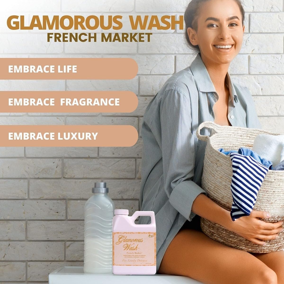 Tyler Candle Company Glamorous Wash Fine Laundry Liquid Detergent - Pack of 1 - with Multi-Purpose Keychain