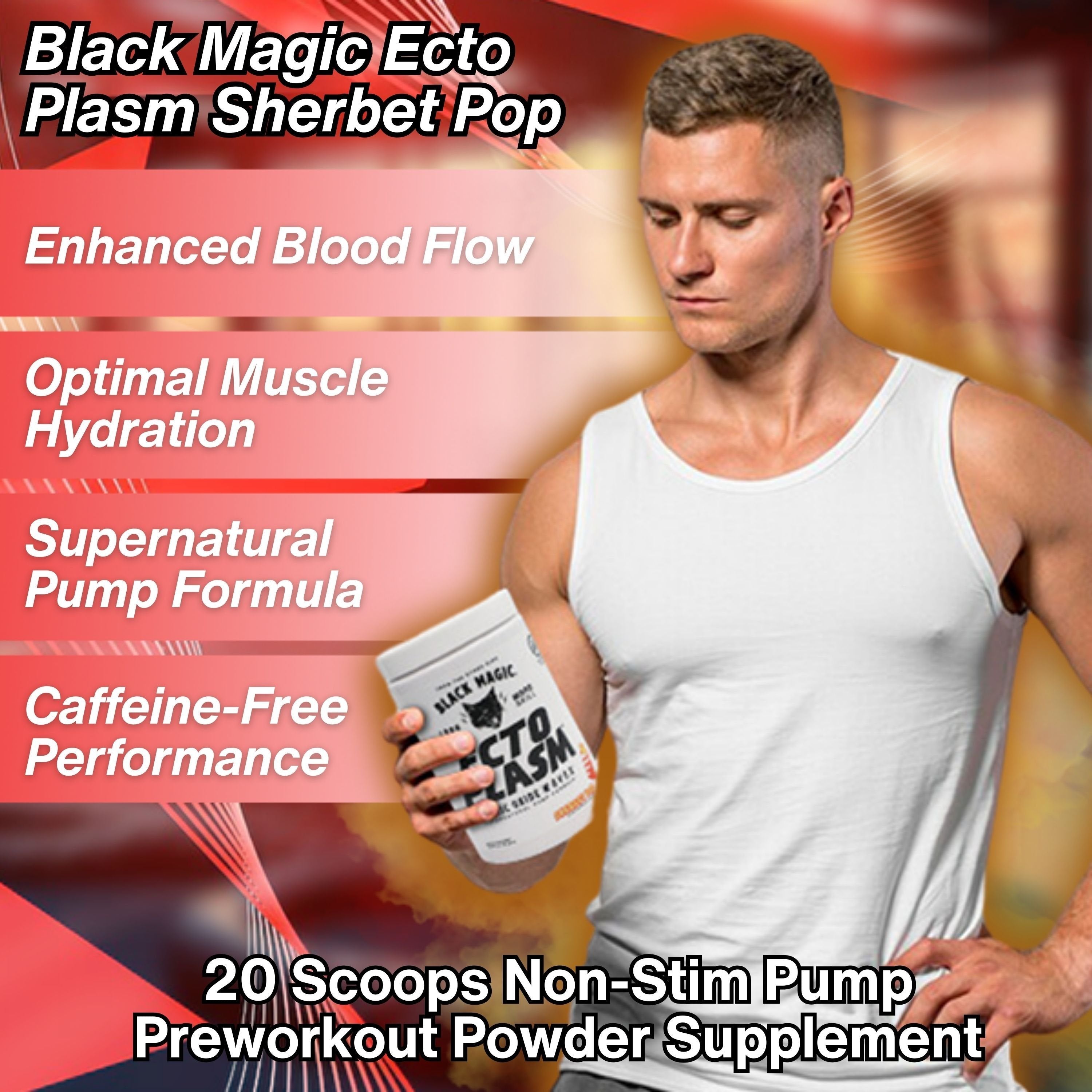 Black Magic Supply Ecto Plasm Nitric Oxide Waves - Non-Stim Pump Pre-Workout - Sherbet Pop, 400g