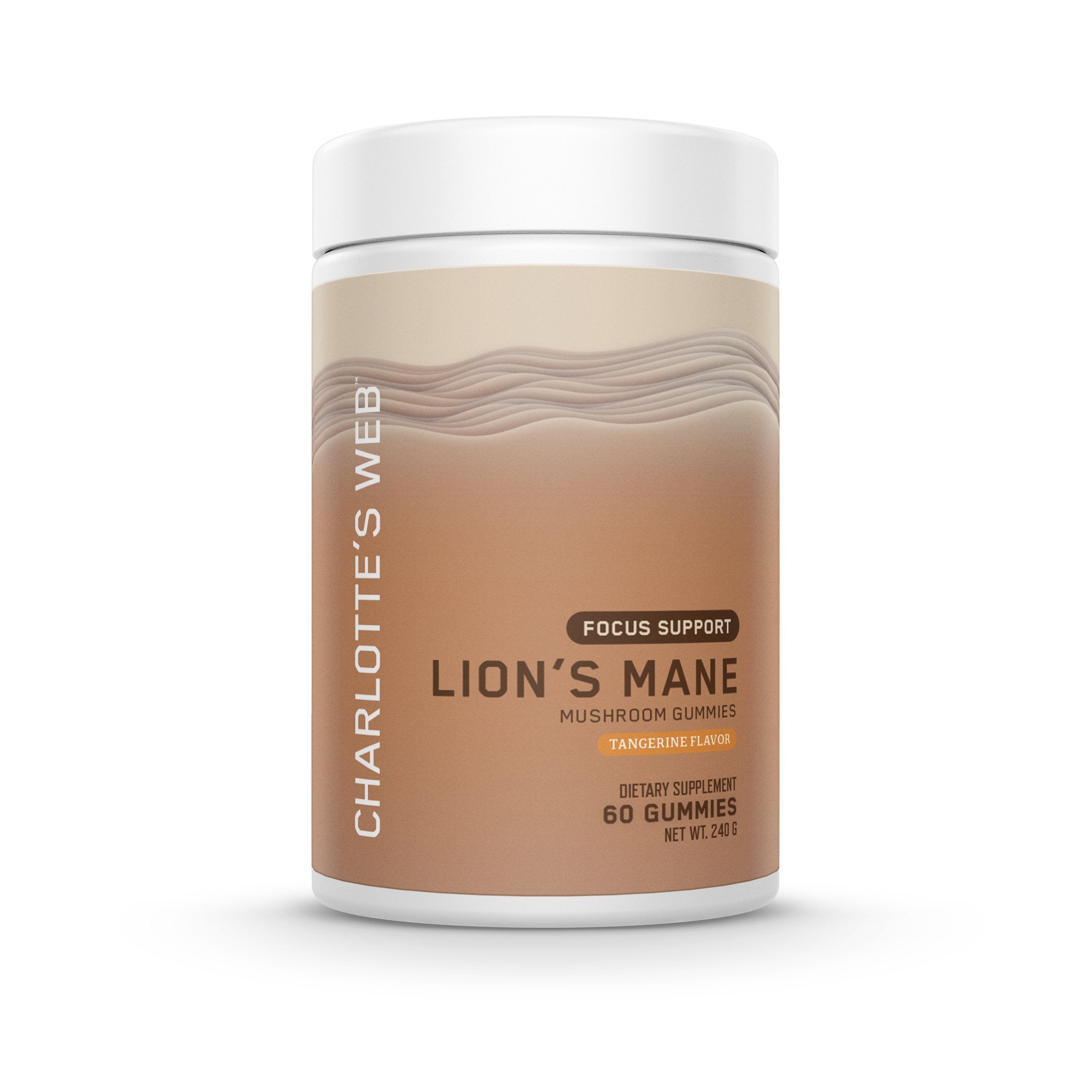 Charlotte's Web Focus Support Lion's Mane Premium Mushroom Gummies – Immune & Wellness Support - Vegan-Friendly, Adaptogen Blend -  Tangerine Flavor - 60 Gummies - Pack of 1