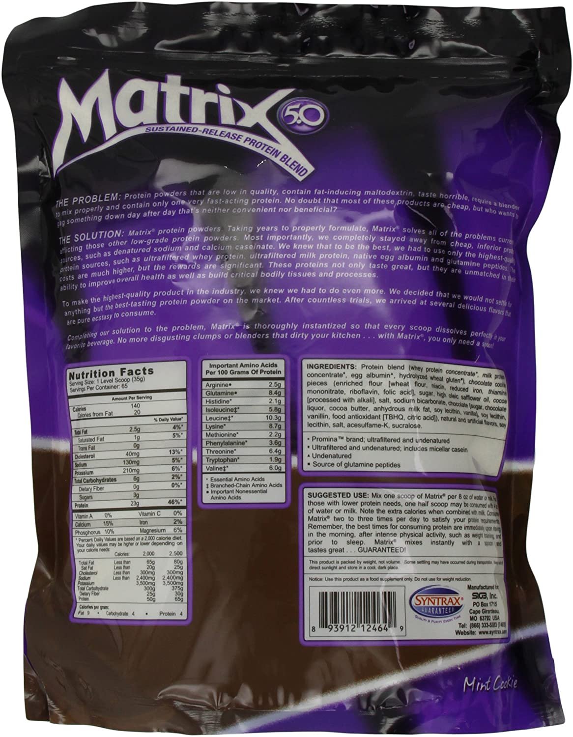 Syntrax Matrix 5, Mint Cookie Powder, 5lbs