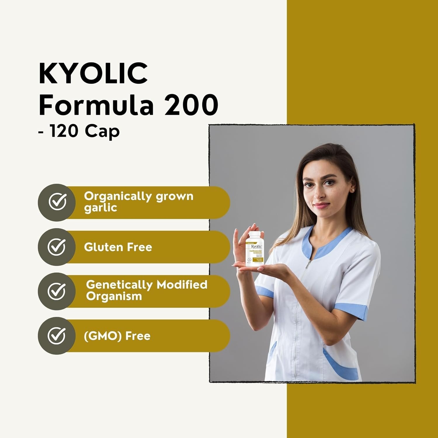 Kyolic Aged Garlic Extract Cardiovascular & Immune Reserve Formula 200 - 120  Capsules - with Multi-Purpose Keychain