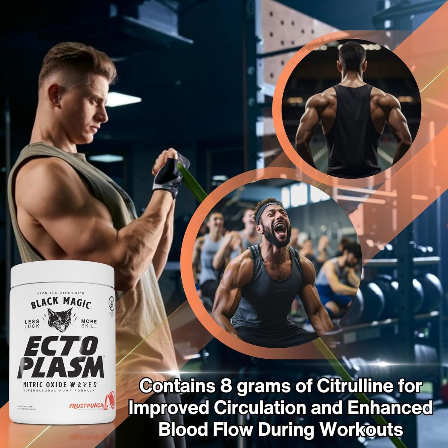 Black Magic Supply Ecto Plasm Nitric Oxide Waves -Supernatural Pump Formula - Non-Stim Pump Pre-Workout - 400g - with Multi-Purpose Key Chain