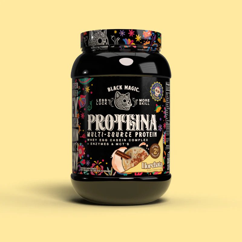 Black Magic Supply Multi-Source Protein Powder - Whey, Egg Albumin Enzymes, Micellar Casein & MCTs - Horchata Fiesta Flavor - 2 LB