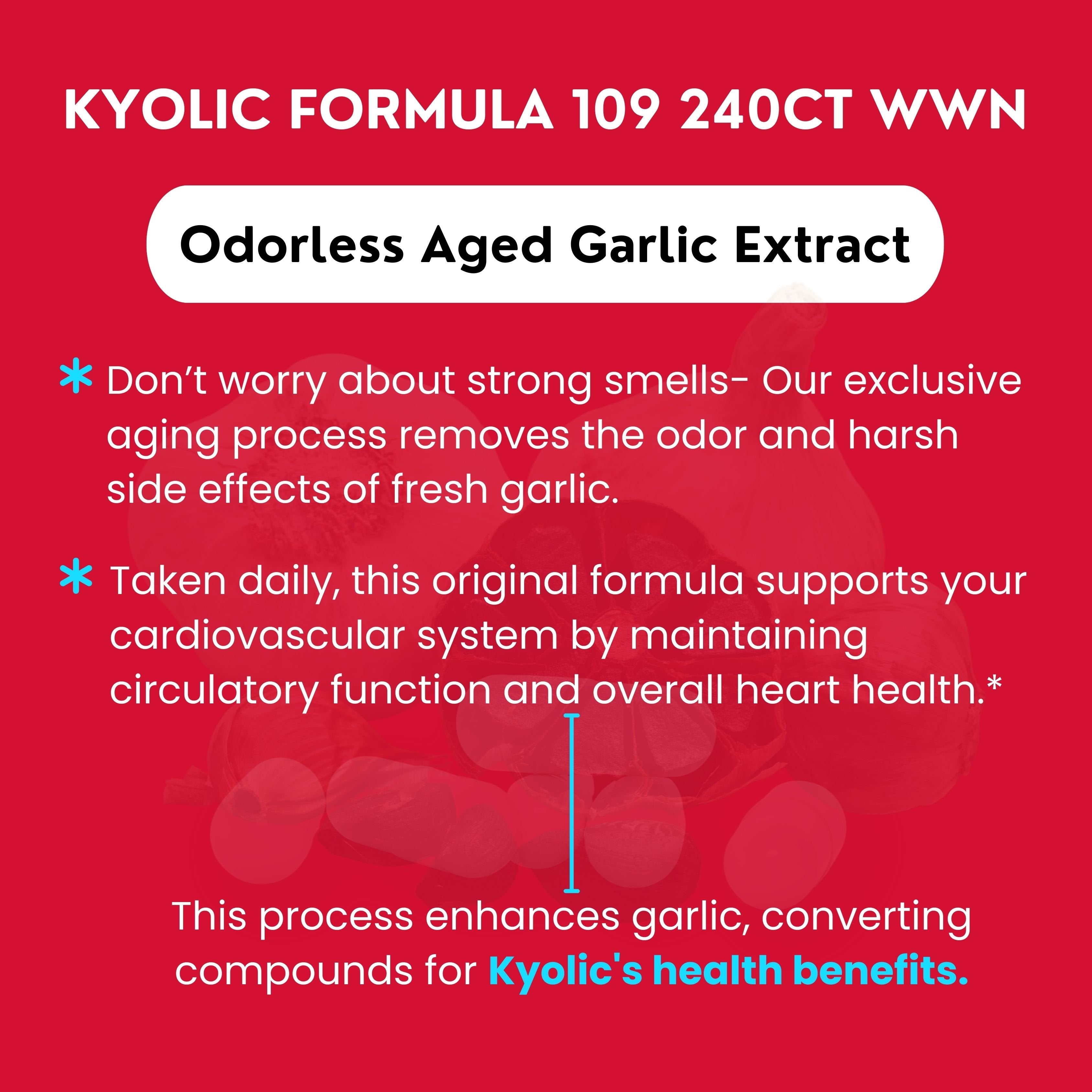 Kyolic Aged Garlic Extract Blood Pressure Health Formula 109 - 240 Capsules - Pack of 1 with Keychain