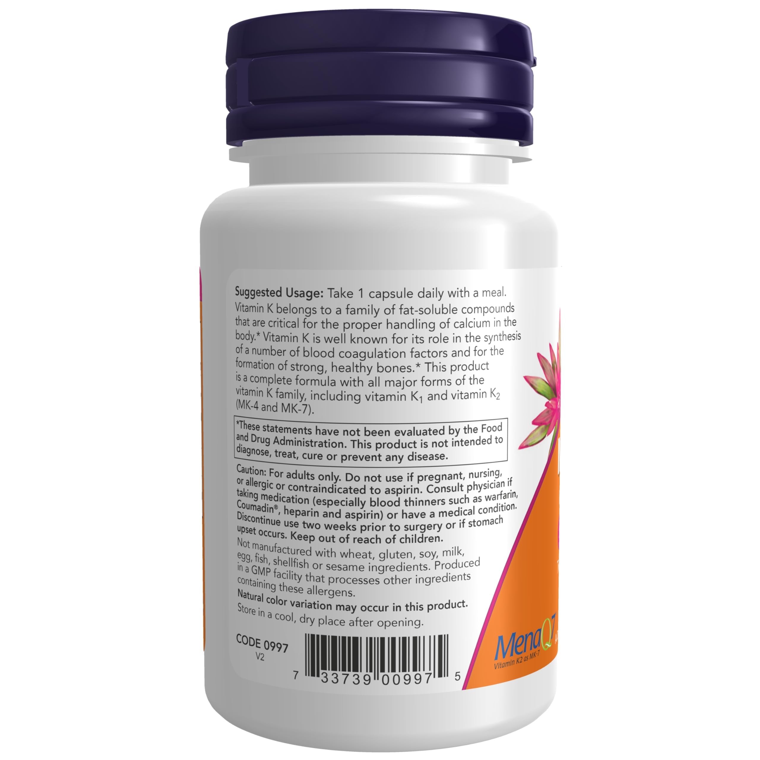 NOW Foods MK-7 Plus with K1 & MK-4 - Supports Bone Health - 90 Veg Capsules - Pack of 1