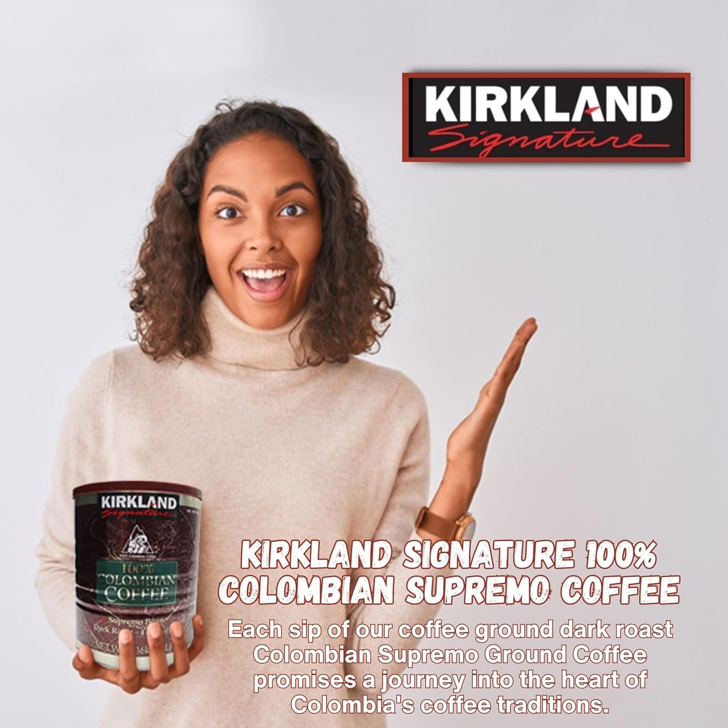 Kirkland Signature 100% Colombian Coffee Supremo Bean - Dark Roast - Fine Grind - 4 Pack of 3lb - with Multi-Purpose Key Chain