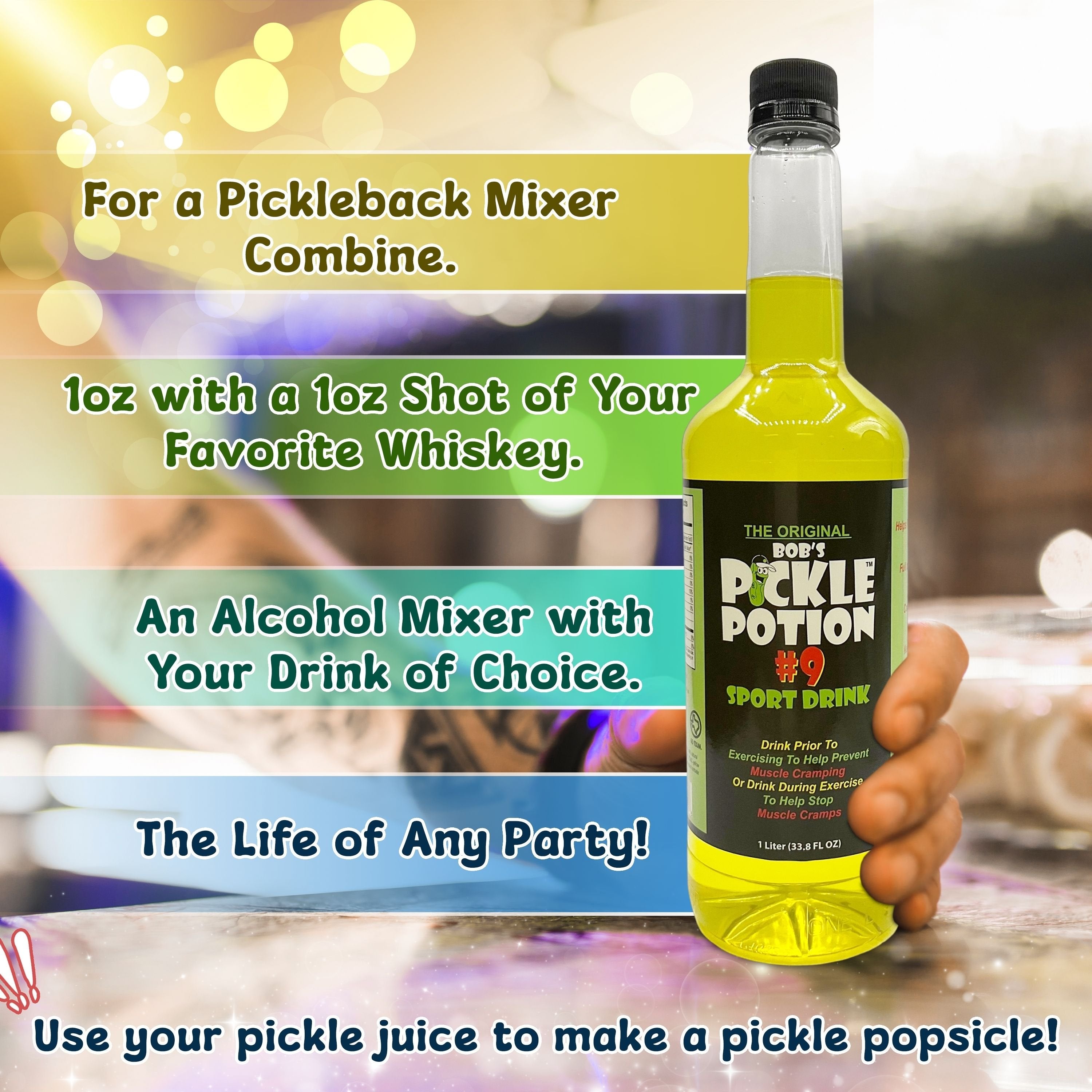 Bobs Pickle Potion - Pickle Juice for Leg Cramps , Freeze Pops, Drink Mixer - Gluten Free, Keto Friendly, Natural Electrolyte Drink - Made in USA - 1L - (Bottle, 1)