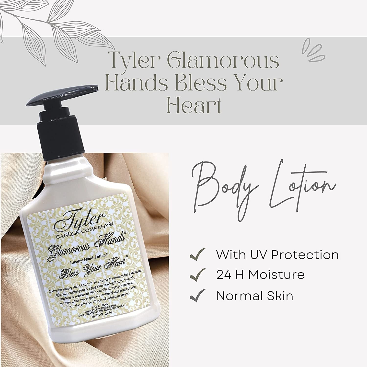 Tyler Candle Company Bless Your Heart Glamorous Hand Wash and Hand Lotion Gift Set - Pack of 2 8 Oz Tyler Bless Your Heart Scented Hand Cream Pump Bottles for Luxury Skin Care with Bonus Keychain