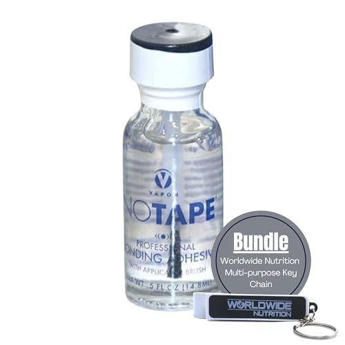 Worldwide Nutrition Bundle, 2 Items: Vapon No Tape Professional Bonding Adhesive, Clear Wig Glue with Applicator Brush 0.5 Oz Frontal Glue with Multi-Purpose Key Chain