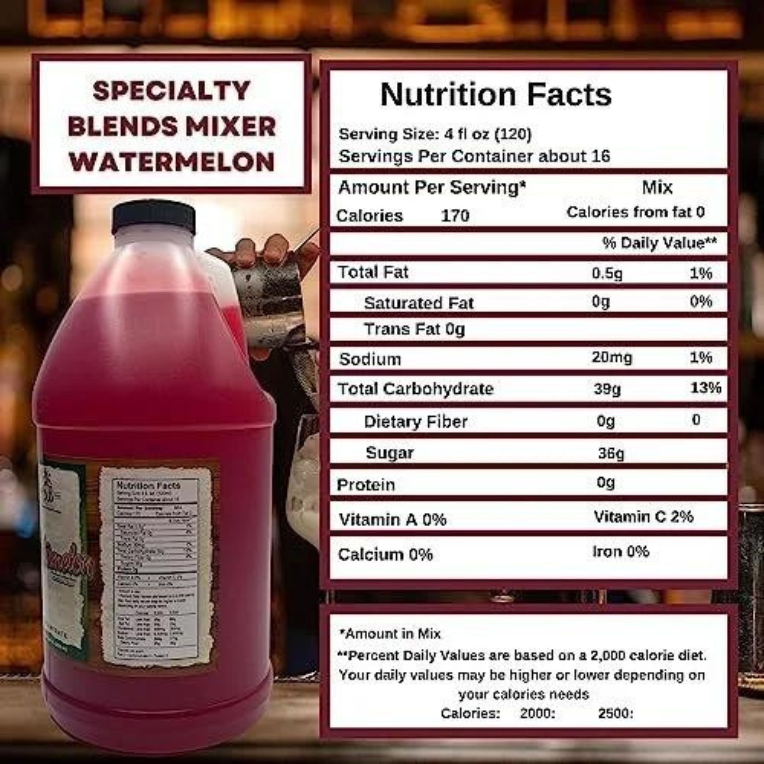 Specialty Blends Watermelon Syrup Margarita Mix Concentrate, Made with Organic Watermelon 1/2 Gallon Drink Mix (Pack of 1) - with Bonus Worldwide Nutrition Multi Purpose Key Chain