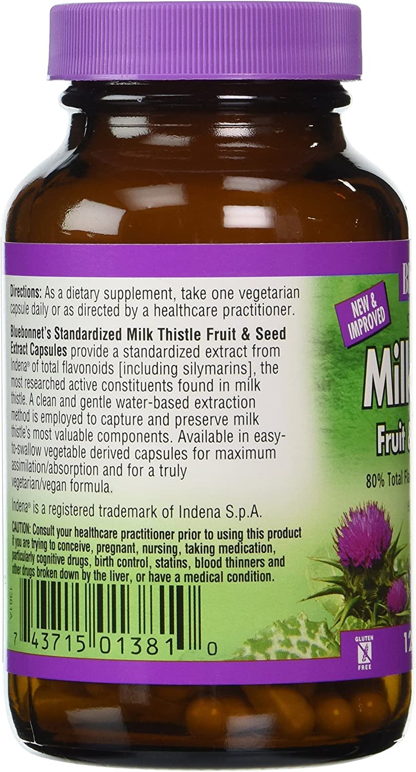 BlueBonnet Milk Thistle Fruit and Seed Extract Supplement, 120 Count