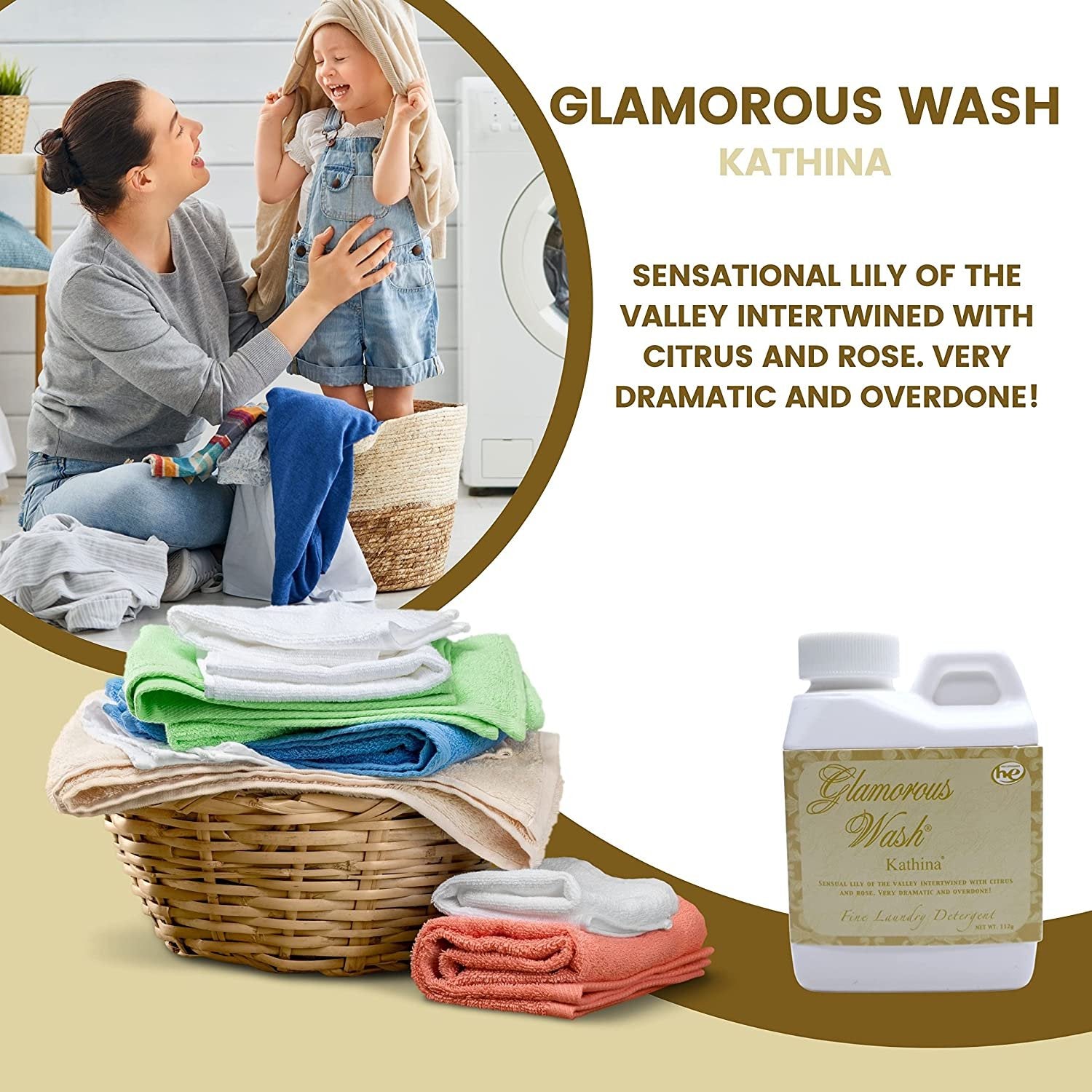 Tyler Candle Company Glamorous Wash Kathina Scent Fine Laundry Liquid Detergent - Liquid Laundry Detergent for Clothing - Hand and Machine Washable - 4oz, 112 gram Container w Bonus Key Chain
