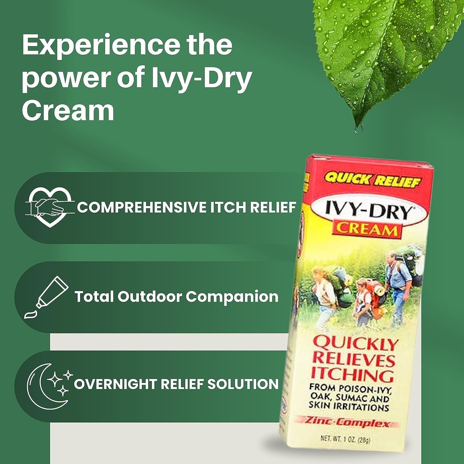 Worldwide Nutrition Bundle 2 Items - Ivy Dry Anti Itch Cream Extra Strength and Fast Acting Itch Relief from Poison Ivy, Sumac, Skin Irritation and Poison Oak, 1oz Ivy Block w/Multi-Purpose Keychain