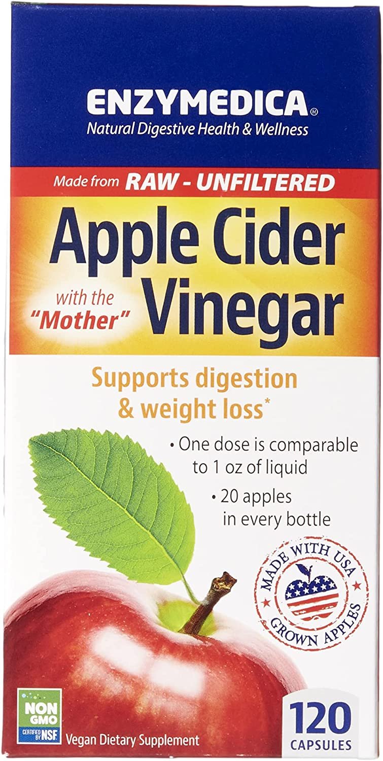 Enzymedica, Apple Cider Vinegar, Healthy Weight and Digestive Support, 120 Count