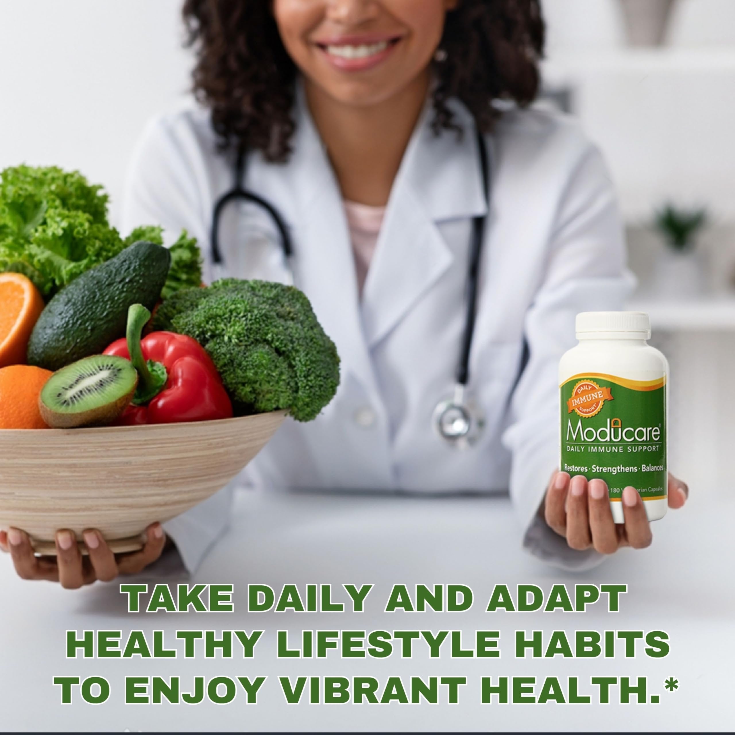 Moducare Daily Immune Support, Plant Sterol Dietary Supplement, 180 Vegetarian Capsules with Keychain