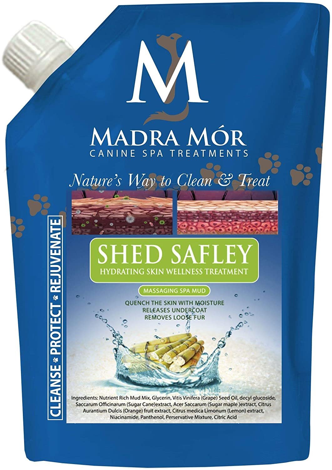 Madra Mor Mud Bath for Dogs - 10 oz Pouch, Detox, Nourish, Cleanse, Protect, Rejuvenate, Healthy Canine Skin, Spa Treatment with Easy Seal Cap, Travel Pouch