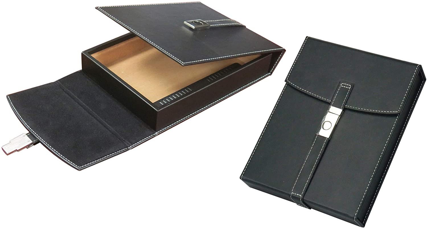 Prestige Import Group - The Florence Leather Travel Cigar Humidor Case - Up to 10 Cigars - Color: Black