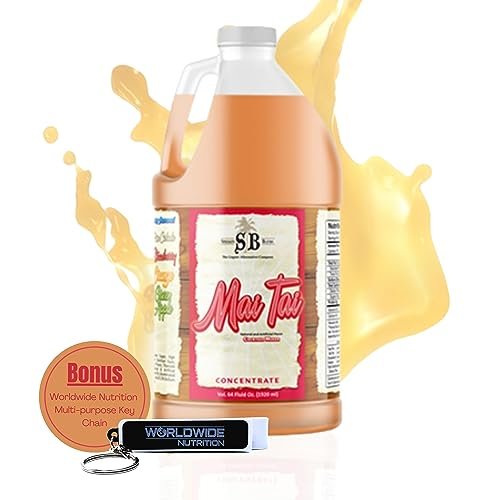 Specialty Blends Mai Tai Flavored Syrup Cocktail Mixer Concentrate, Made with Organic Mai Tai Flavor Syrups For Drinks, 1/2 Gallon (Pack of 1) - with Bonus Worldwide Nutrition Multi Purpose Key Chain