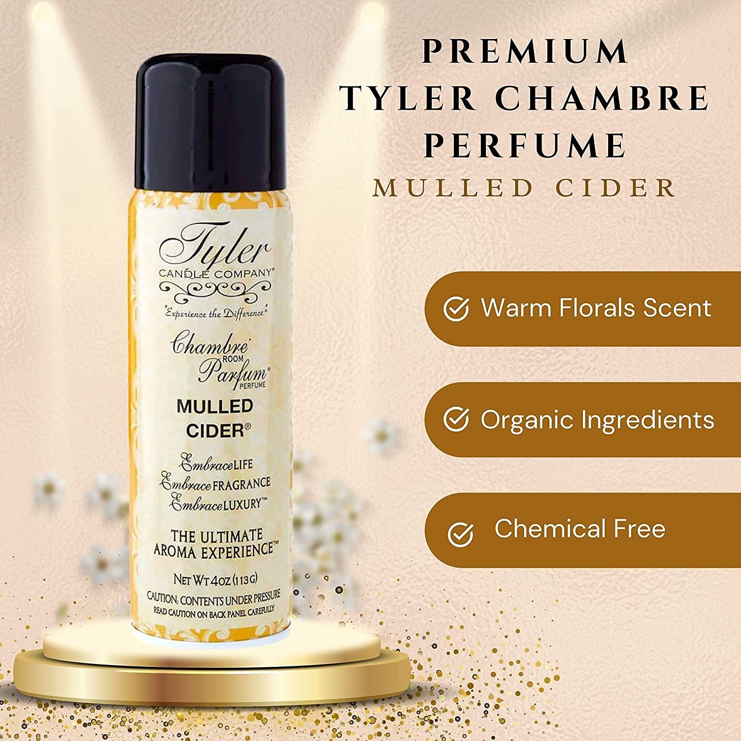 Tyler Candle Company Mulled Cider Signature Fragrance Chambre Parfum - Luxury Scent Air Freshener Spray - Ultimate Aromatic Experience - Home Essentials - 6 Pack of 4 Oz Container with Bonus Key Chain