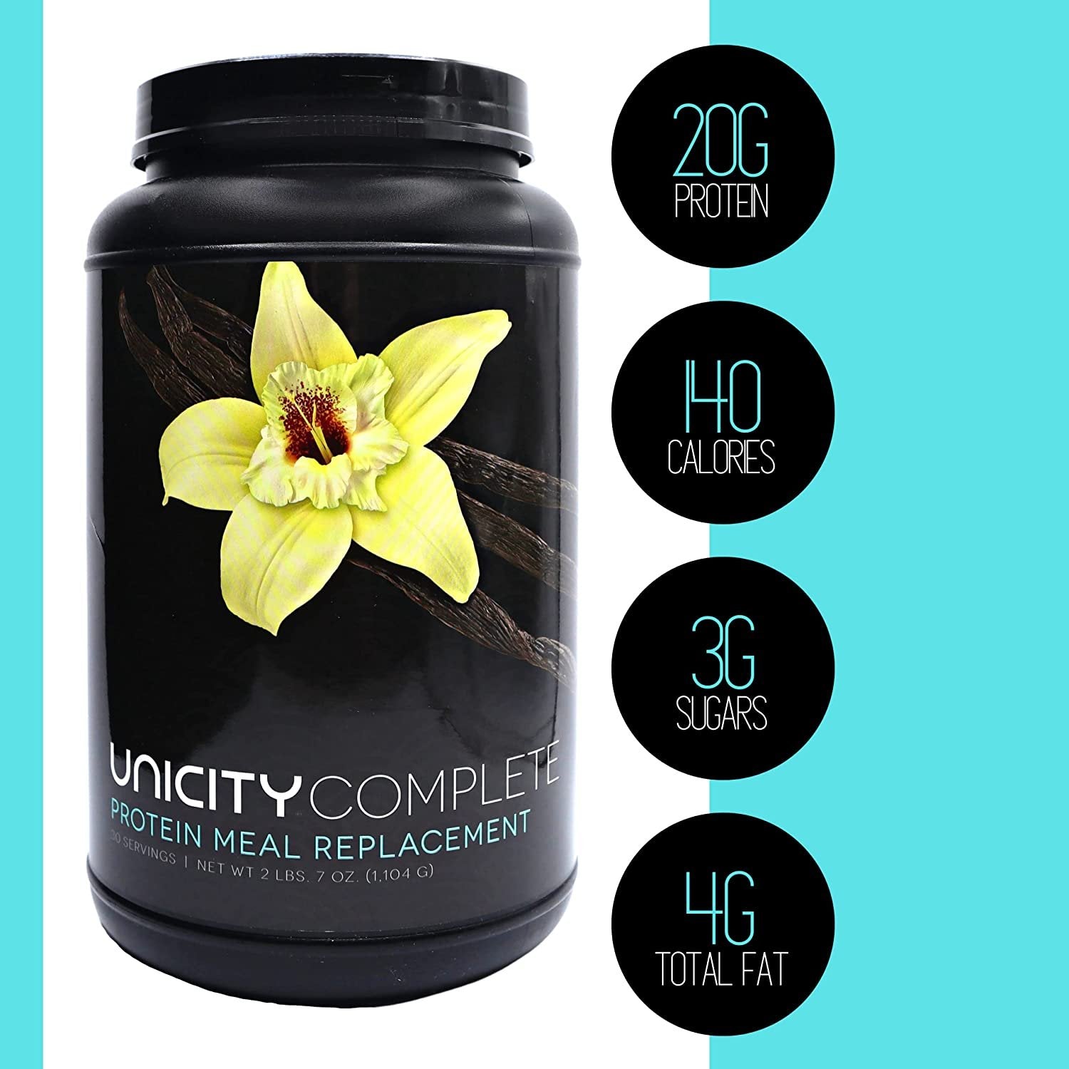 Unicity Complete Vanilla Protein Meal Replacement - Protein Shake Drink Mix with Stevia Extract - Gluten Free - Vanilla Flavored - 30 Servings (2 Lbs 7 Oz)