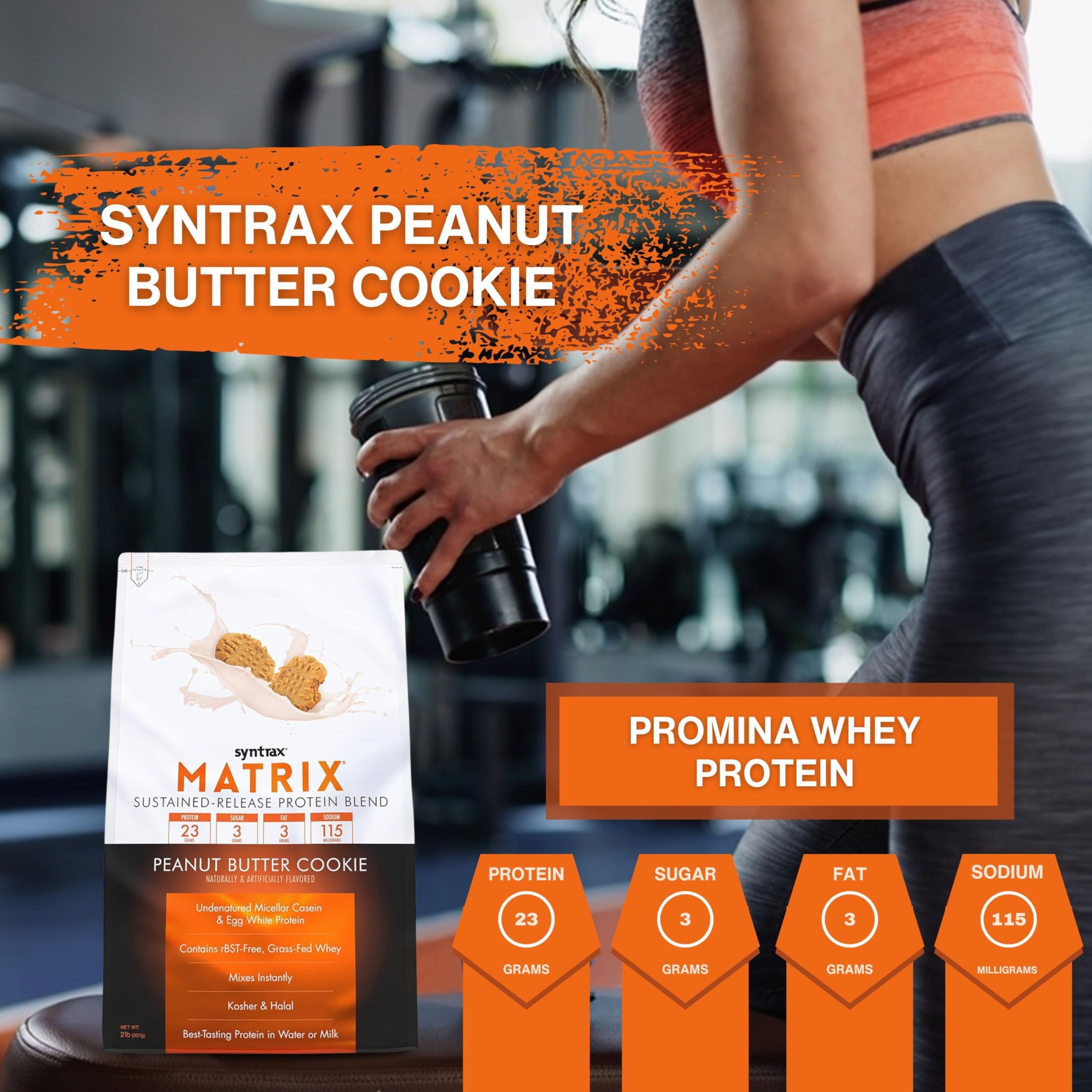 Syntrax Bundle, 2 Items Matrix Protein Powder 2.0 Sustained-Release Whey Protein Powder Blend - Instant Mix Protein Powder Peanut Butter Cookie, 2 Pounds with Worldwide Nutrition Keychain