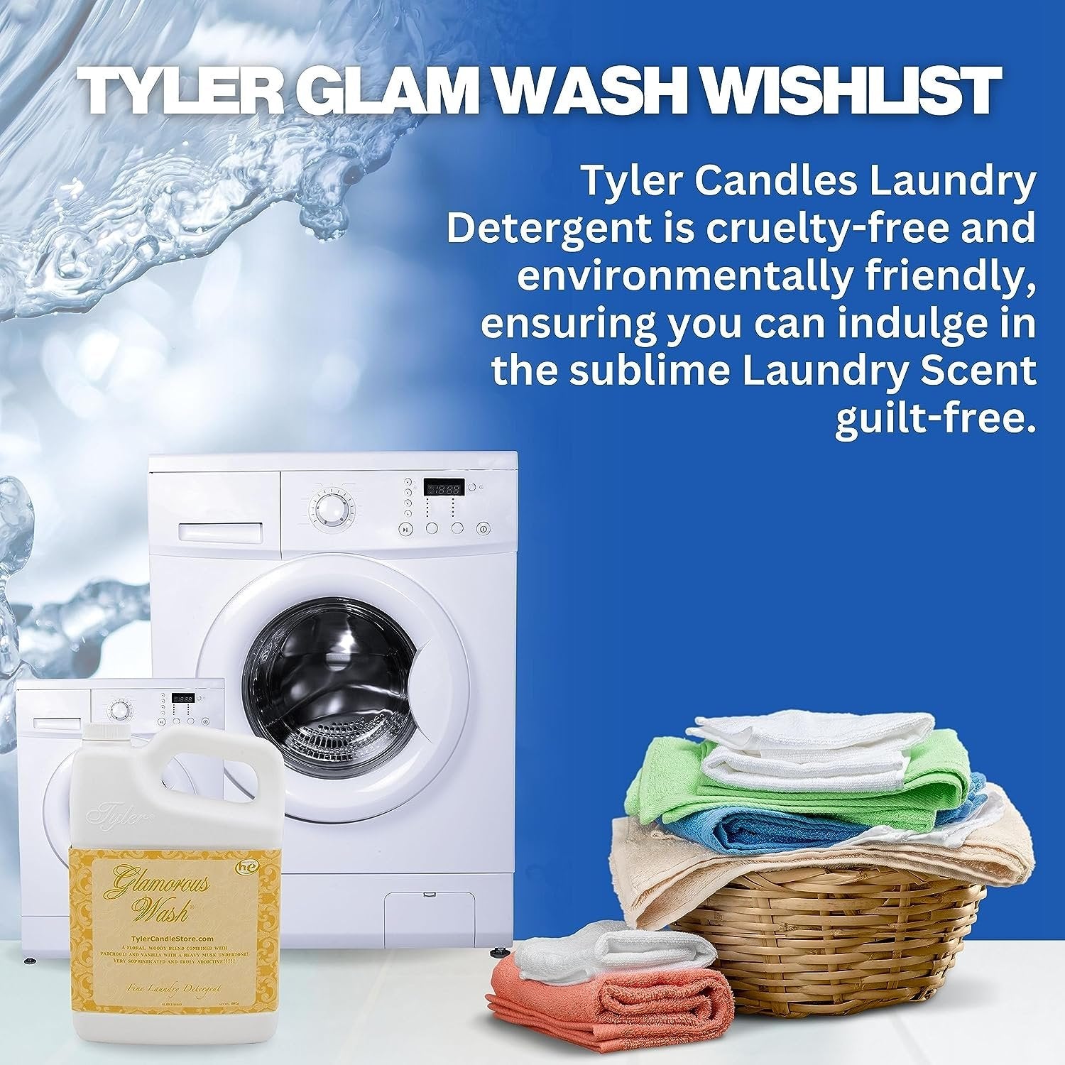 Tyler Glamorous Wash Wishlist Scent Fine Laundry Liquid Detergent - Hand and Machine Washable - 1.89L (64 Fl Oz) Container and Multi-Purpose Key Chain