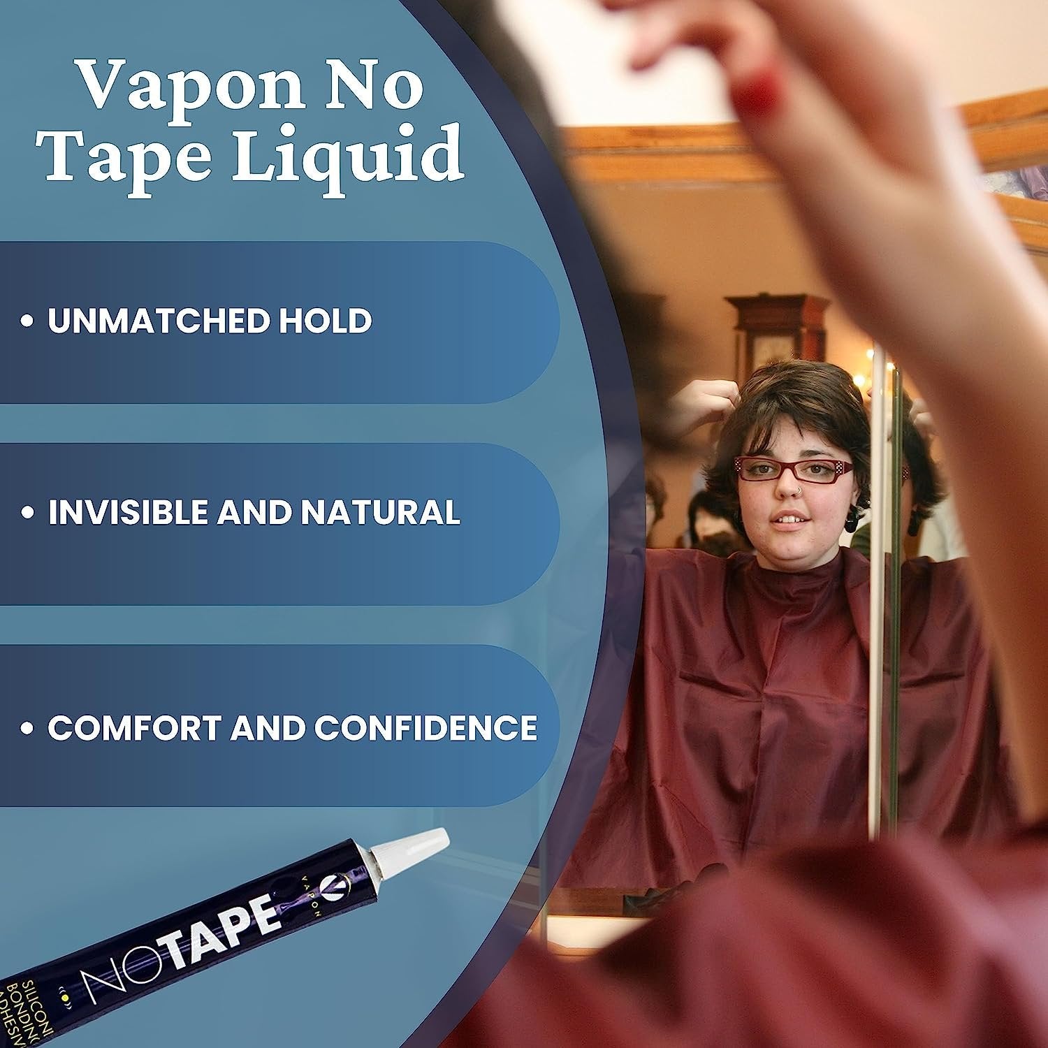 Vapon No Tape Liquid Hair Glue Adhesive - Waterproof, Very Strong Hold, Ideal Bold Hold Lace Glue - 1.0oz with Bonus Worldwide Nutrition Multi-Purpose Key Chain