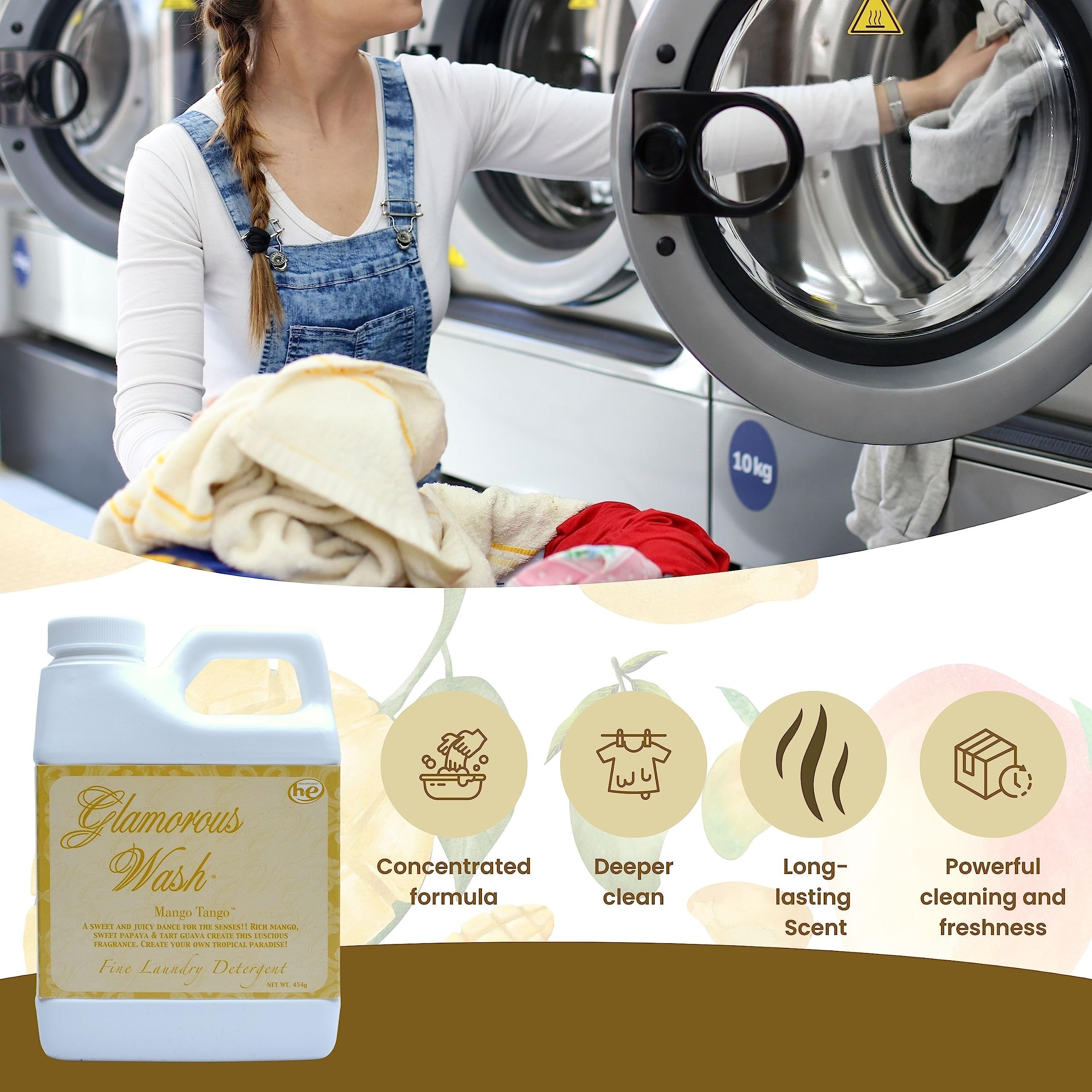 Tyler Candle Company Glamorous Wash Mango Tango Laundry Detergent - Luxury Liquid Laundry Detergent - Hand and Machine Washable - 3.78L (1Gal) with Bonus Worldwide Nutrition Multi Purpose Key Chain