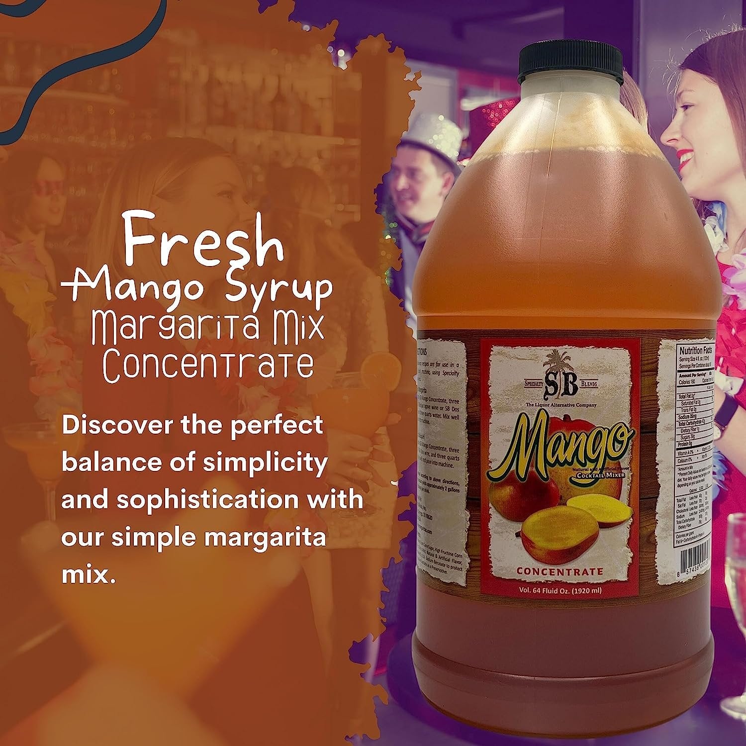 Specialty Blends Mango Syrup For Drinks - Cocktail Syrup Margarita Mix Concentrate, Made with Organic Mango 1/2 Gallon Drink Mix (Pack of 1) - with Bonus Worldwide Nutrition Multi Purpose Key Chain