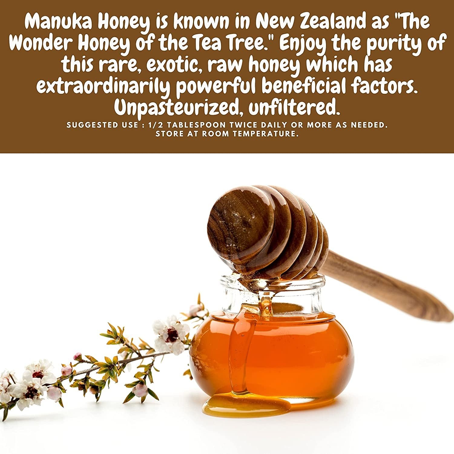 Y.S. Eco Bee Farms, 100% Certified Raw Manuka Honey, Hi-Active, Active 15plus, Unpasteurized, Unfiltered, Rare, Exotic, Raw, Kosher, Gluten Free, "The Wonder Honey Of The Tea Tree", 12 Oz - 6 Jars