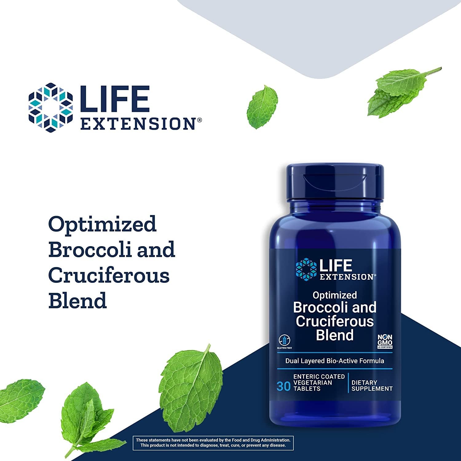 Life Extension Optimized Broccoli & Cruciferous Blend – Broccoli Seed, Rosemary, Cabbage Extract Green Vegetable Food Supplement Pills - Gluten-Free, Non-GMO, Vegetarian – 30 Tablets