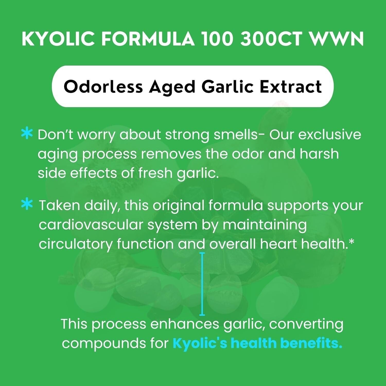 Kyolic Aged Garlic Extract Formula 100, Original Cardiovascular, 200 Capsules Packaging May Vary