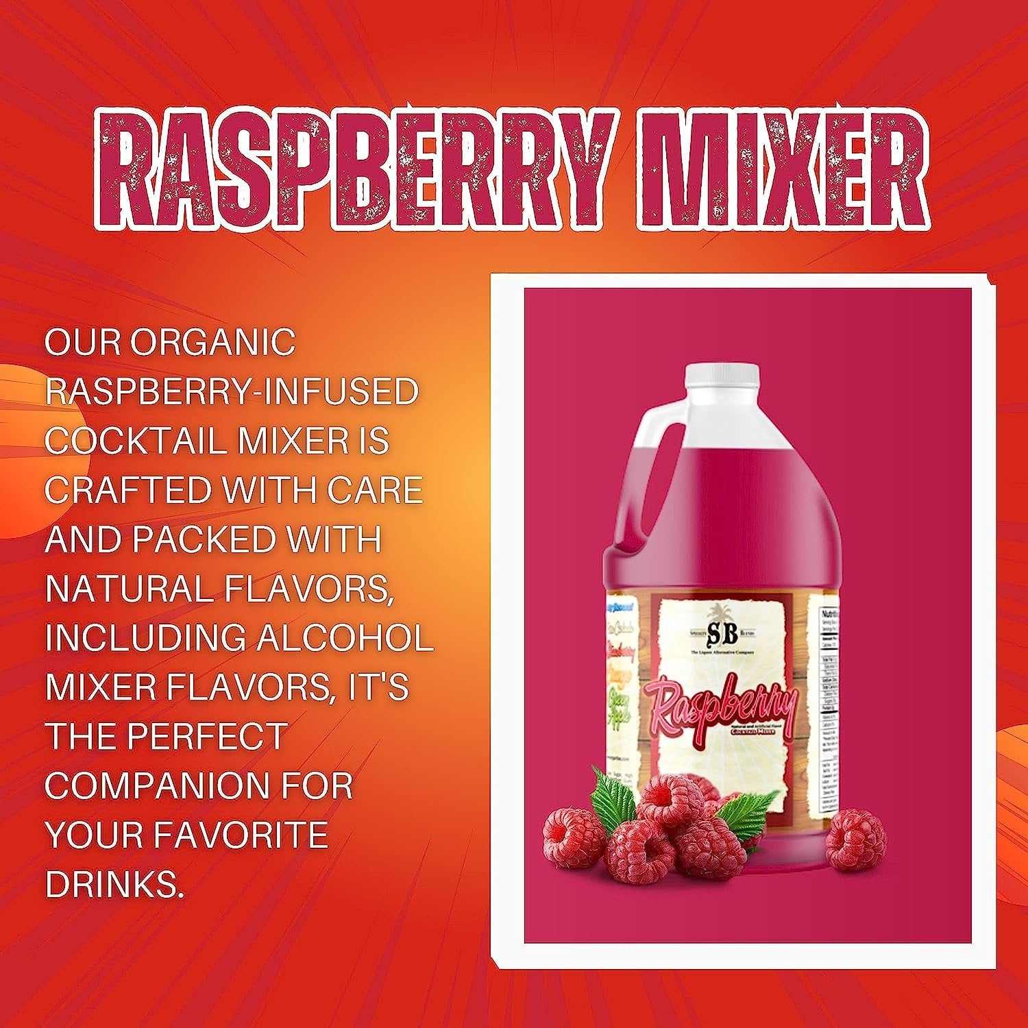 Specialty Blends Raspberry Flavored Syrup Cocktail Mixer Concentrate, Made with Organic Raspberry Flavor Syrups For Drinks, 1/2 Gallon, Pack of 1 - w/ Bonus Worldwide Nutrition Multi Purpose Key Chain