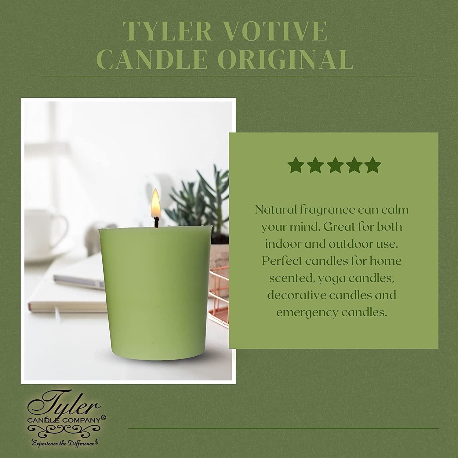 Tyler Candle Company Original Votive Candles - Luxury Scented Candle with Essential Oils - 4 Pack of 2 oz Small Candles with 15 Hour Burn Time Each - Bonus Worldwide Nutrition Multi Purpose Key Chain