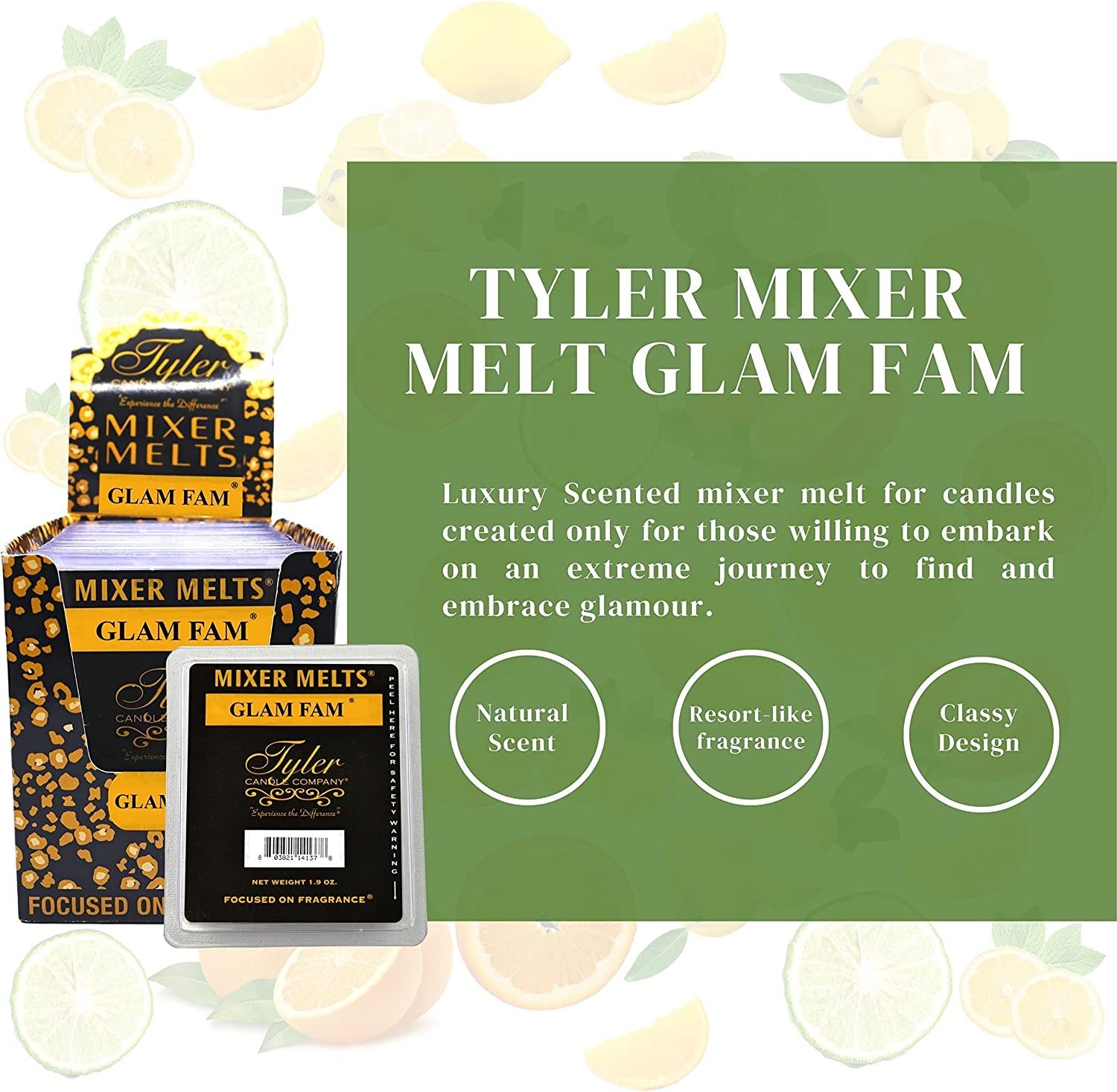 Worldwide Nutrition Tyler Candle Company Glam Fam Scent Wax Melts - Soy Wax Scented Mixer Melts with Essential Oils for Wax Warmer - Box of 14, 6 Bars per Melt Multi Purpose Key Chain