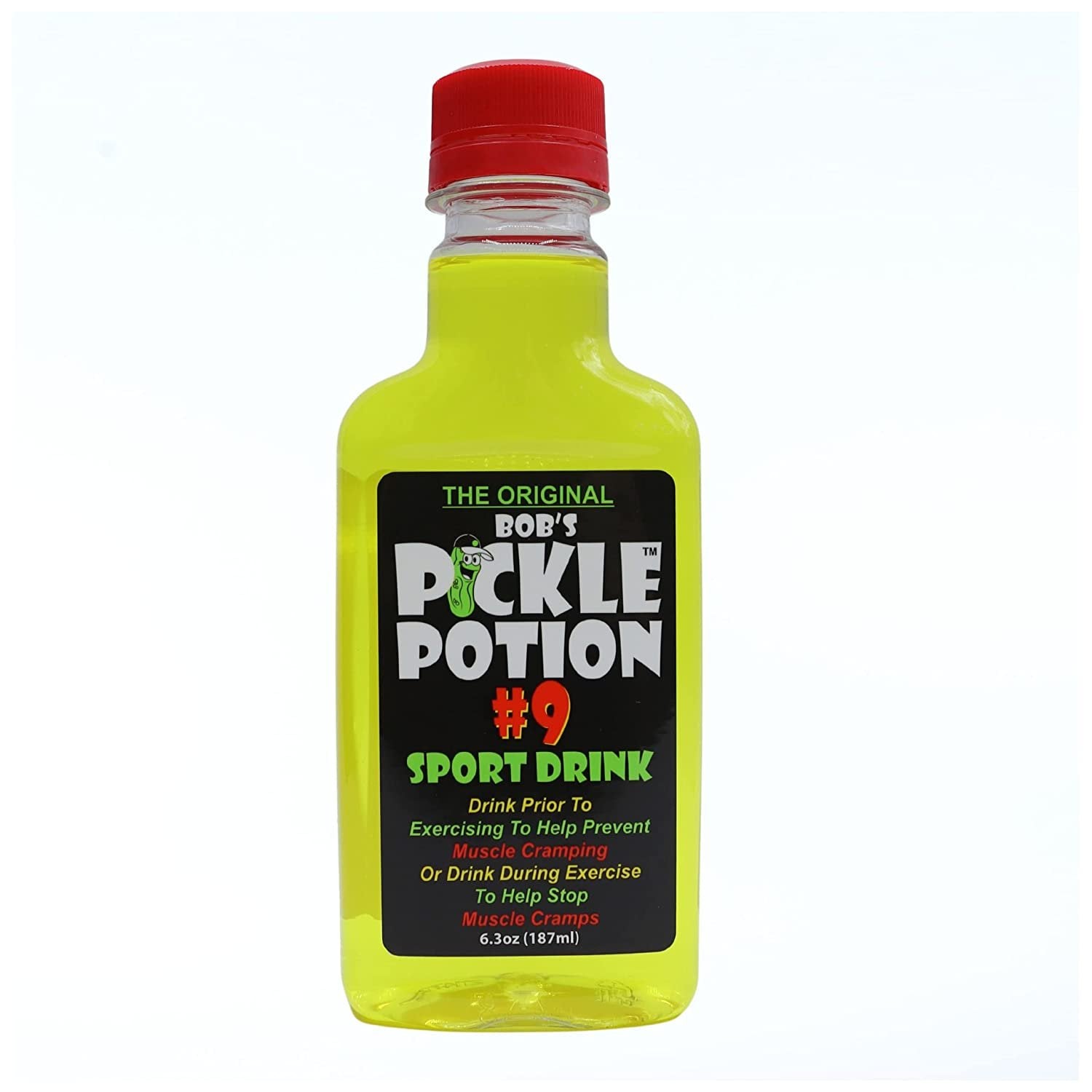 Bob's Pickle Potion #9 Sport Drink - 6.3 Oz 187ml - Individual Pickle Juice Bottles - Sports Drink for Post or Pre Workout - Muscle Cramp Support Pickle Juice Drink