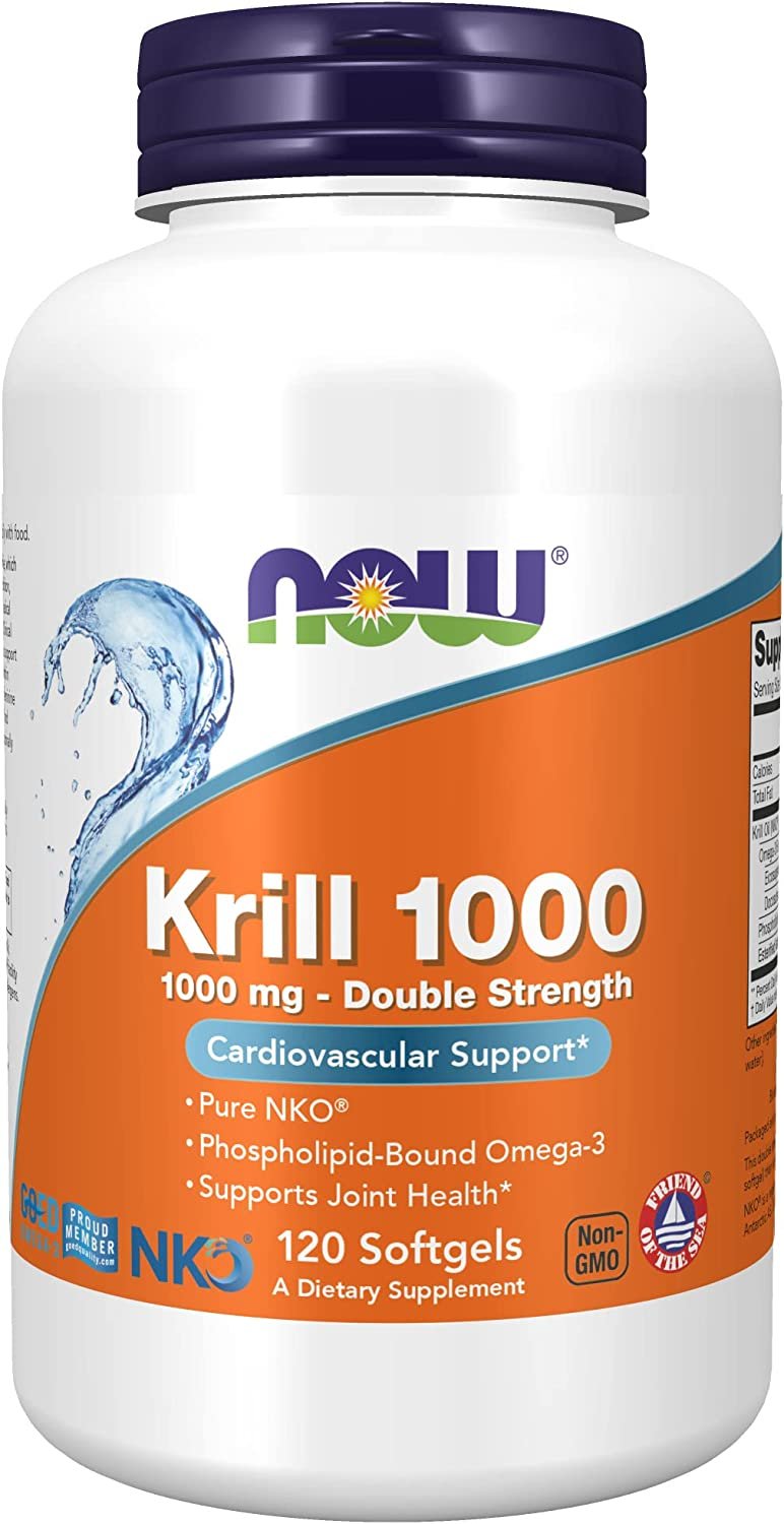 NOW Supplements, Neptune Krill, Double Strength 1000 mg, Phospholipid-Bound Omega-3, 120 Softgels