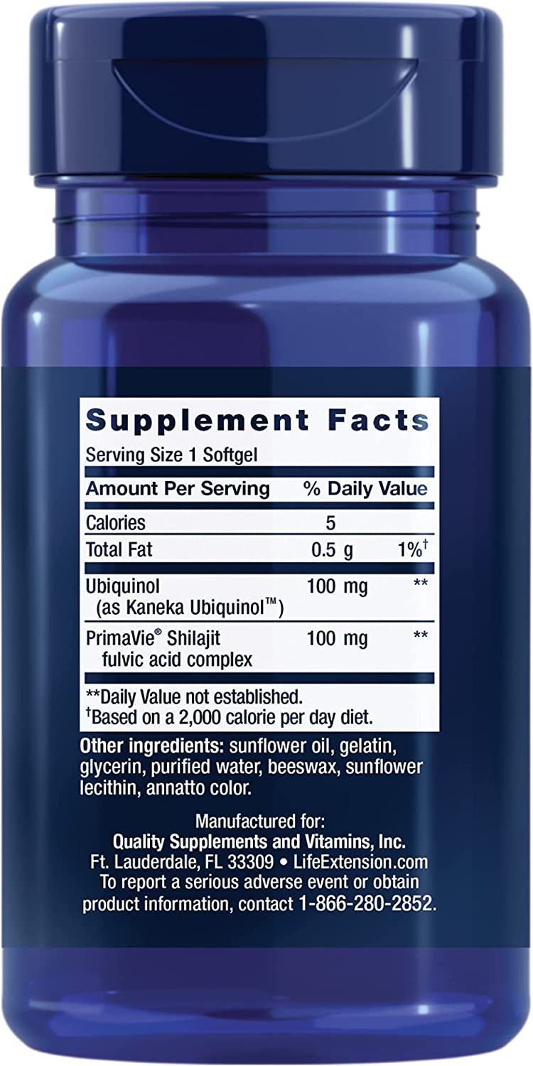 Life Extension Super Ubiquinol CoQ10 100 mg with Enhanced Mitochondrial Support - For Anti-Aging, Heart & Brain Health and Healthy Cholesterol - Gluten Free, Non-GMO – 60 Softgels