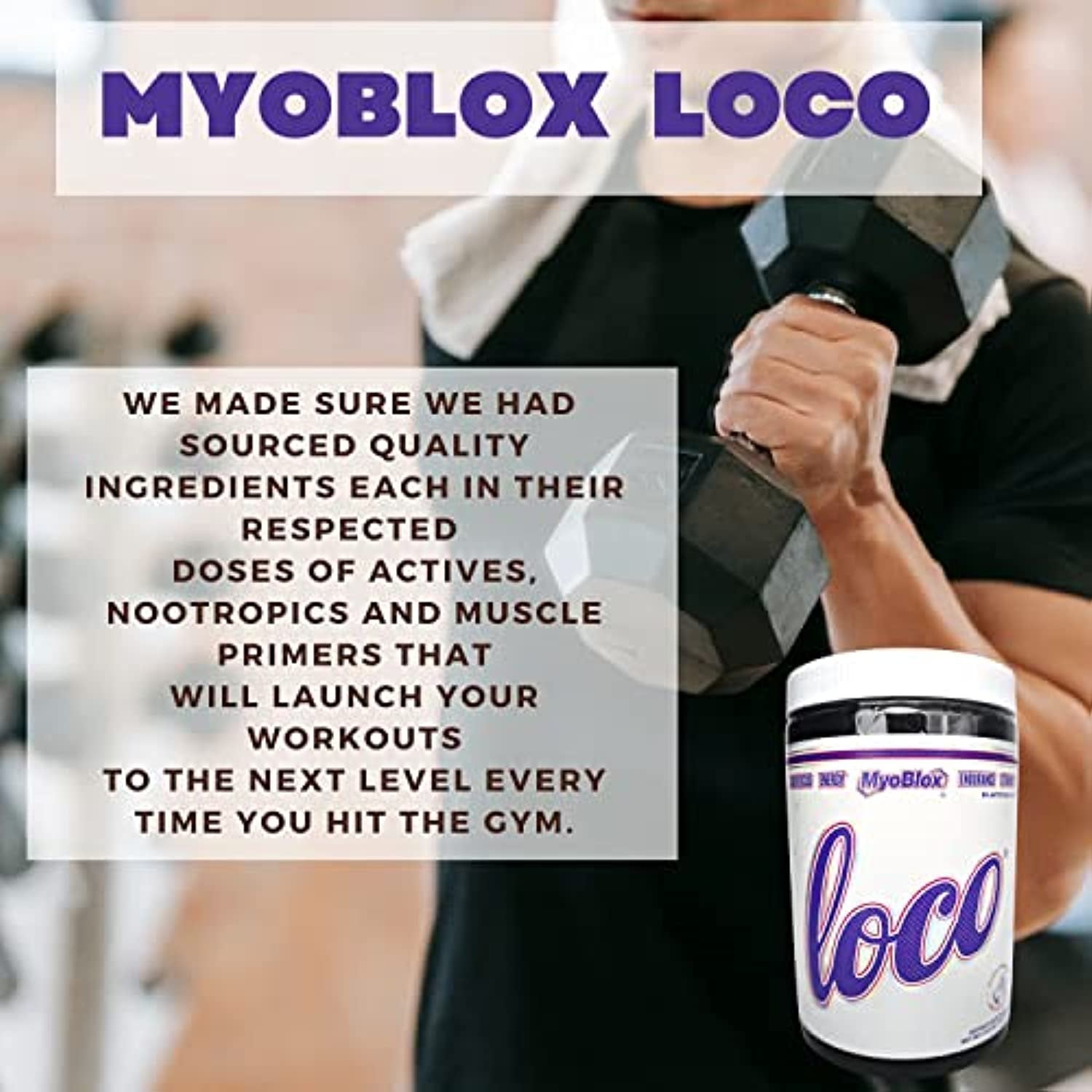 MyoBlox LOCO Pre-Workout Nitric Oxide Booster | Supports Muscle Pumps & Enhanced Vascularity | for Energy, Focus & Intensity | 400mg of Natural Caffeine per Scoop (Purple Haze) with Bonus Key Chain