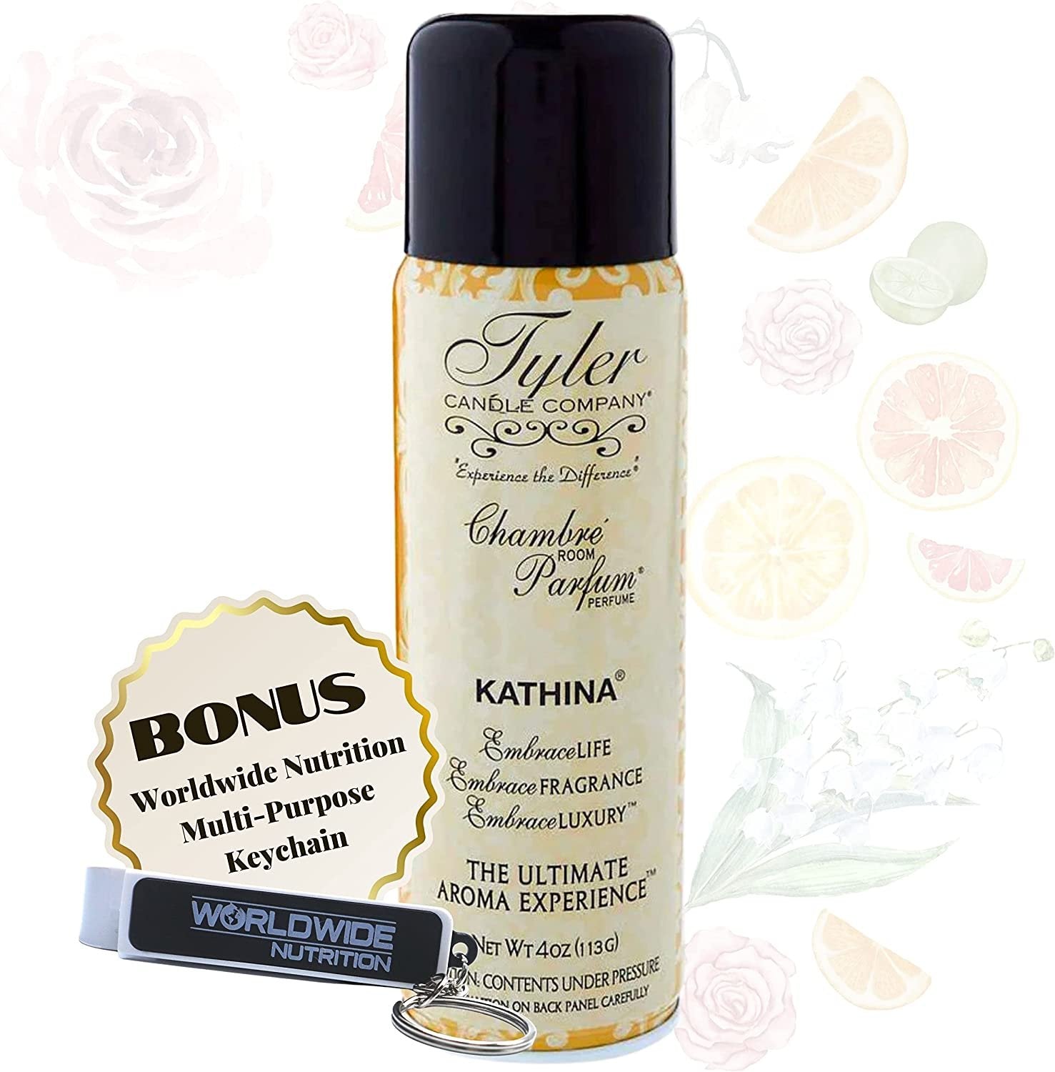 Tyler Candle Company Kathina Signature Fragrance Chambre Parfum - Luxury Kathina Scent Air Freshener Spray - The Ultimate Aromatic Experience - Home Essentials - 4 Oz Container with Bonus Key Chain