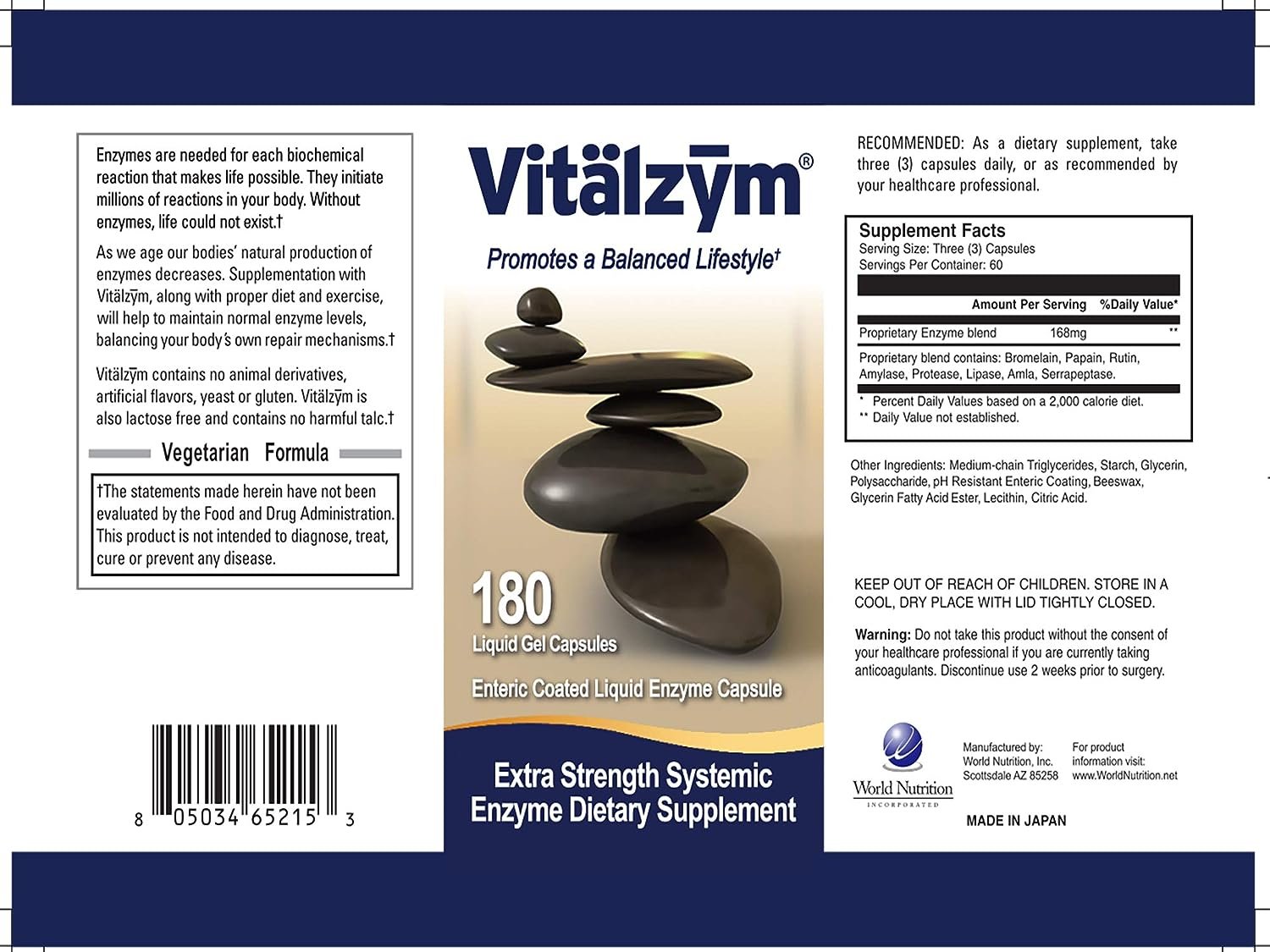 VITÄLZYM Proteolytic Systemic Enzymes Liquid Gel Capsules with Serrapeptase, Immune and Joint Support, Natural Ache Relief Plus Fertility Supplement - Pack of 1