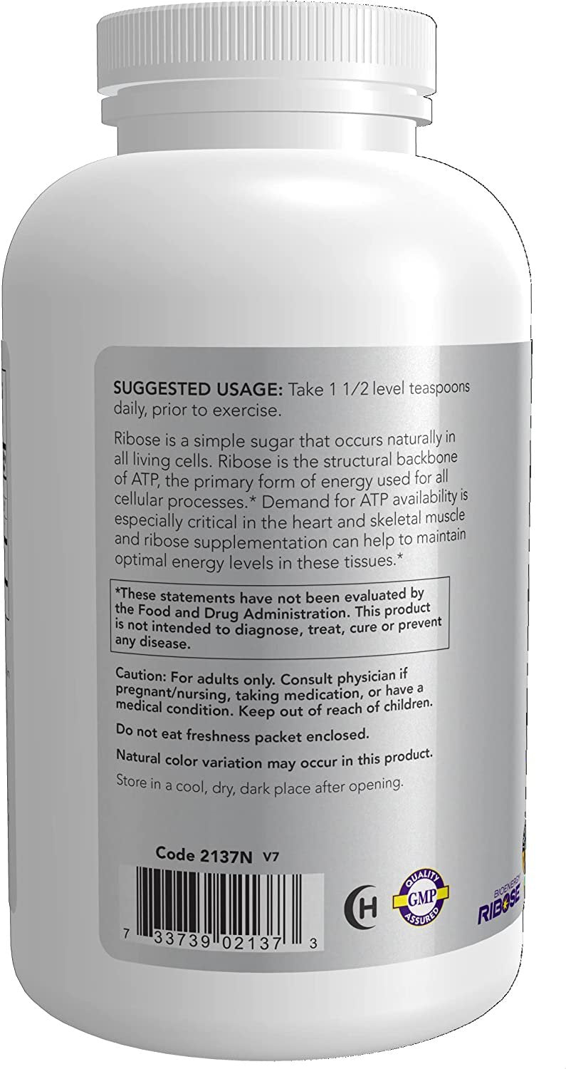 NOW Sports Nutrition, D-Ribose Powder 5000 mg, Certified Non-GMO, Energy Production*, 16-Ounce