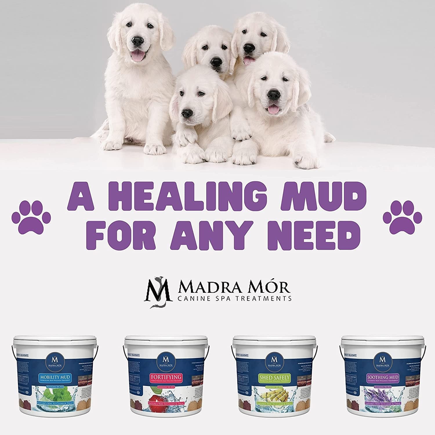 Madra Mor Massaging SPA Mud - Luxurious Dog Skin Wellness Treatment - Cleanse -  Protect - Rejuvenate - Soothing Mud - 1 Pack (7.5lb) - with Multi-Purpose Key Chain
