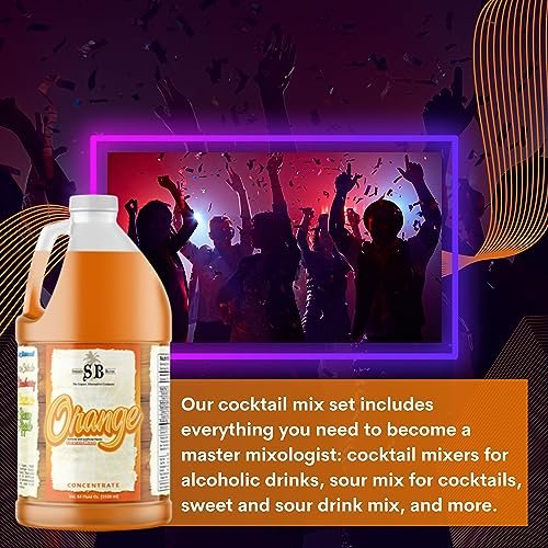Specialty Blends Orange Flavored Syrup Cocktail Mixer Concentrate, Made with Organic Orange Flavor Syrups For Drinks, 1/2 Gallon (Pack of 1) - with Bonus Worldwide Nutrition Multi Purpose Key Chain