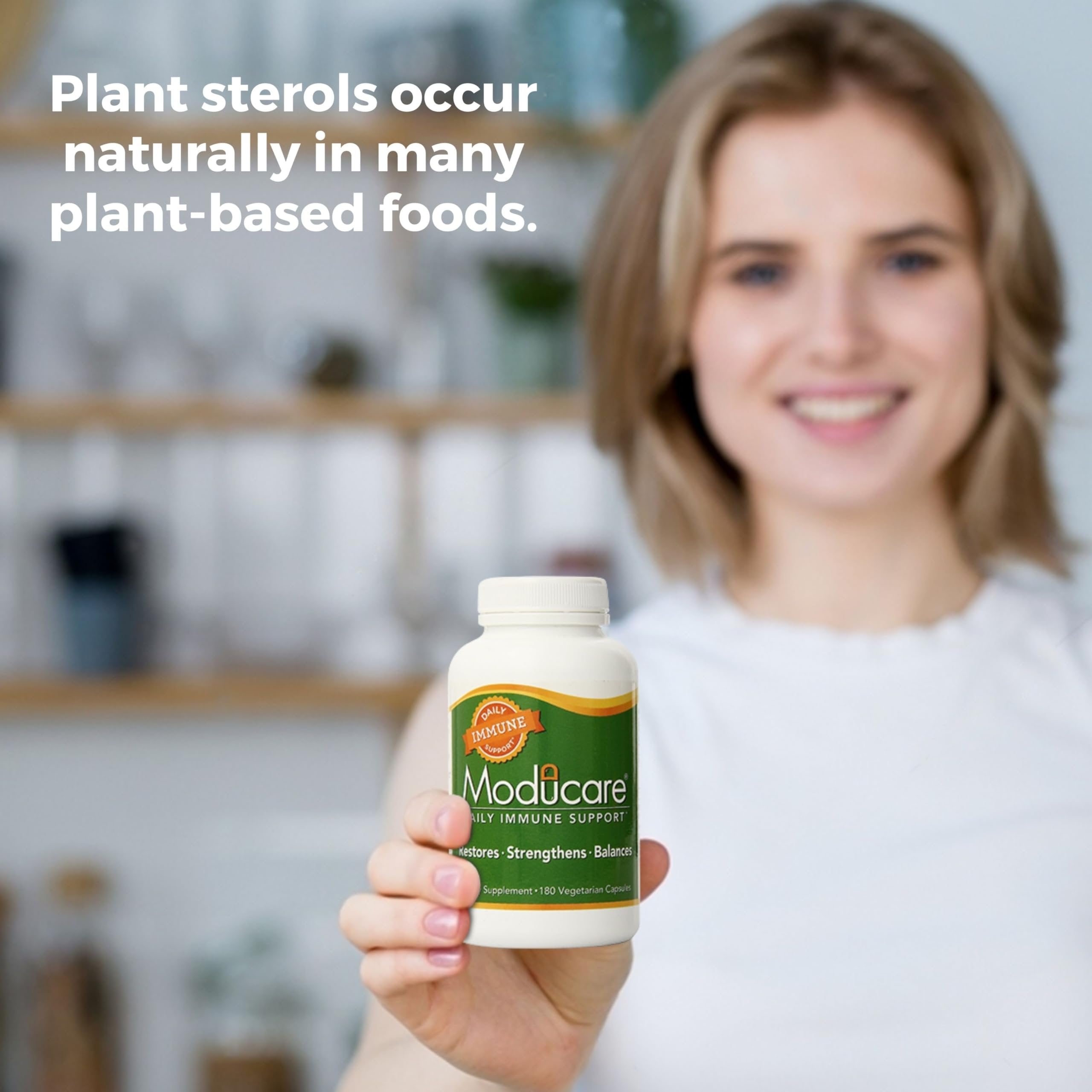 Moducare Daily Immune Support, Plant Sterol Dietary Supplement, 180 Vegetarian Capsules with Keychain